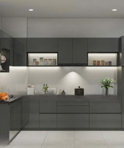 Tủ Bếp Acrylic Màu Ghi 1