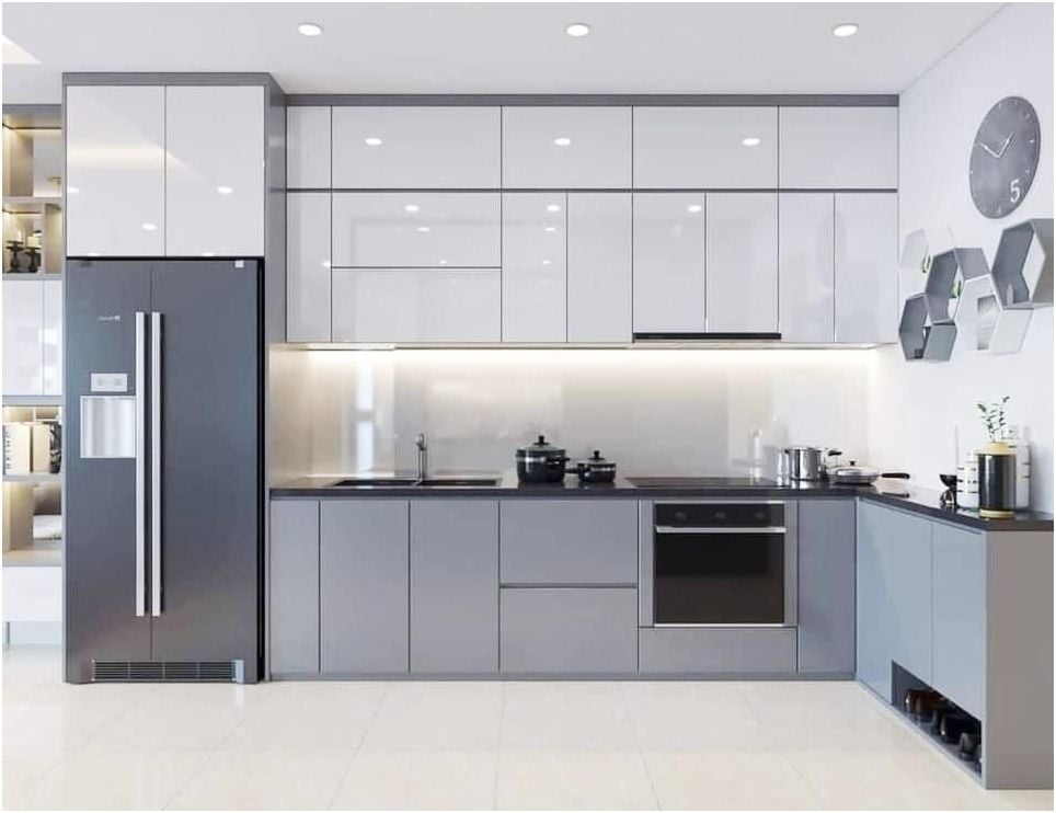 Tủ Bếp Acrylic Màu Ghi Tủ Bếp Acrylic Màu Ghi