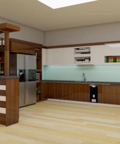 Tủ Bếp Mdf Phủ Acrylic Màu Nâu