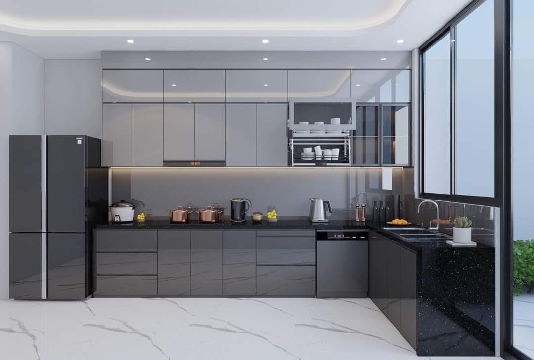 Tủ Bếp Nhựa Picomat Cánh Melamine Màu đen 2