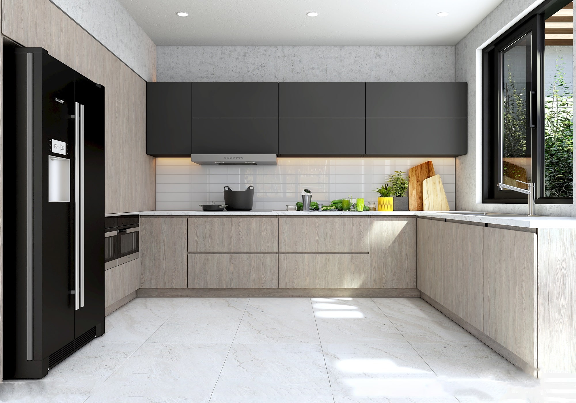 Tủ Bếp Nhựa Picomat Cánh Melamine Màu đen Min