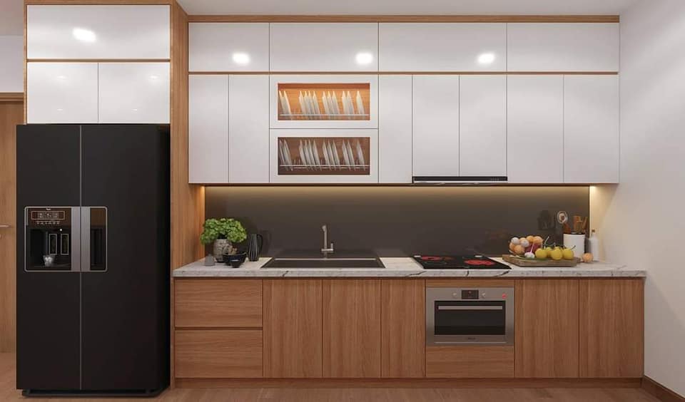 Tủ Bếp Nhựa Picomat Cánh Melamine Màu Nâu