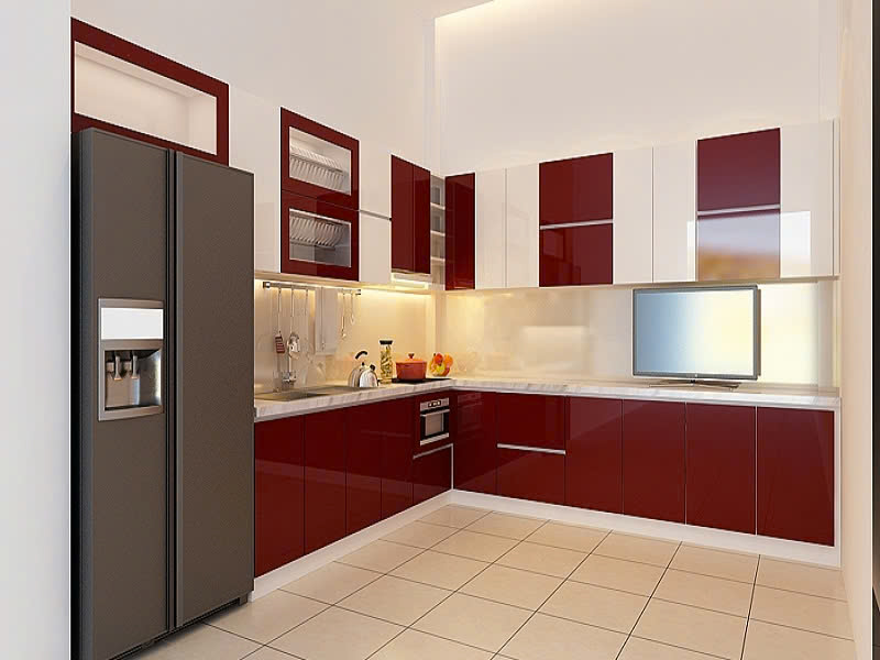 Tủ Bếp Nhựa Picomat Cánh Melamine đỏ