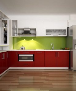 Tủ Bếp Nhựa Picomat Cánh Melamine Màu đỏ