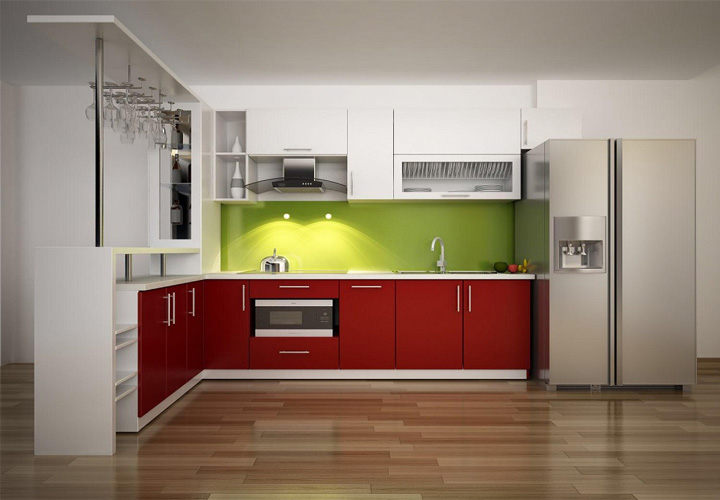 Tủ Bếp Nhựa Picomat Cánh Melamine Màu đỏ