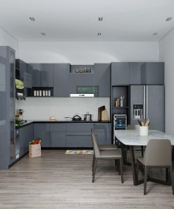 Tủ Bếp Nhựa Picomat Cánh Melamine Màu Xám 2