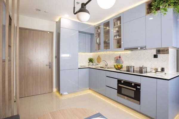 Tủ Bếp Nhựa Picomat Cánh Melamine Màu Xanh 2