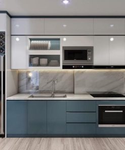 Tủ Bếp Nhựa Picomat Cánh Melamine Màu Xanh